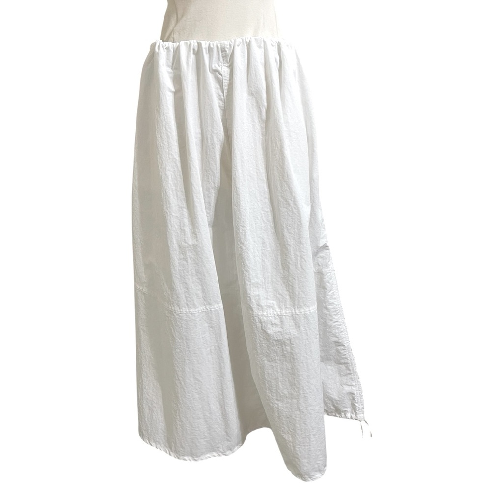 New Rare ZARA White Nylon Parachute Streetwear Baggy Drawstring Hem Maxi Skirt